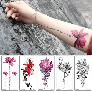 временна превръзка, за татуировки водоустойчив временна татуировка стикер лотосов цвят татуировка ръкав за жени китката на ръката ръкави фалшива татуировка момиче