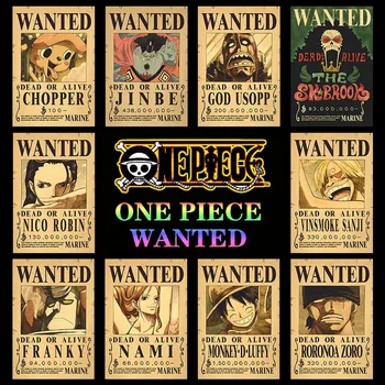 Ново Аниме One Piece Luffy 3 Милиарда Баунти Искаше Плакати Четири Император Детски Фигурки Реколта Стенни Декорации Плакат Играчки