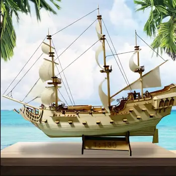 1/300 Морско Плаване с Лодка на Модела Комплекти Пиратски Кораб Занаяти за Десктоп Декор