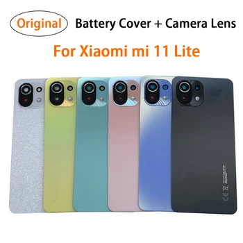 100% Оригинално Задно Стъкло За Xiaomi Mi 11 Lite Капак На Отделението За Батерията Делото Делото Резервни Части + Обектив На Камерата