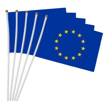 14x21 см, 5 бр. Малък флаг на ЕС Знаме на Европейския Съюз ръчно национален флаг с Шесто който да се вее флаг NN020