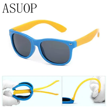 2019 NewTR90 Силиконови детски слънчеви очила с Поляризация Квадратни очила за момчета и момичета UV400 Корпоративна дизайн Меки защитни слънчеви очила
