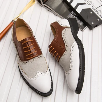 2019 Класически мъжки модела обувки в света на стил, модни елегантни официални сватбени обувки, мъжки офис обувки-Oxfords без закопчалка За Мъже, Голям Размер на 46