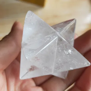 5 см натурален прозрачен кристал Меркаба Махалото на Кристални Камъни Меркаба Звезди Медальон Бижута Колие Целебната Енергия Минерали