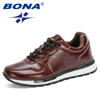 BONA/ Модни мъжки обувки в стил ретро, мъжки Ежедневни Обувки От естествена Кожа, Дантела, Нескользящая Ежедневни Спортни Обувки За разходка На открито