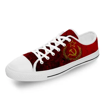 CCCP Руски Русия на СССР, Съветският Съюз Бял Плат 3D Принт Нисък Покрив Парусиновая Обувки За Мъже И Жени Леки, Дишащи Маратонки