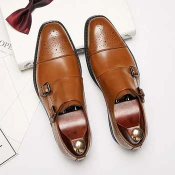 DESAI/Новост 2021 г.; мъжки бизнес модела обувки от естествена кожа; официалната обувки с перфорации тип 