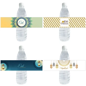 Eid Mubarak Party Decor Бутилка За Вода Стикери Етикети Дълга Печат на Стикер Подарък Пакет Етикети направи си САМ Украса Аксесоари