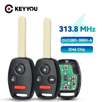 KEYYOU 3 Бутона Авто Дистанционно Ключодържател без ключ OUCG8D-380H-A За Honda Civic Jazz, CRV HRV Ключодържател 313,8 Mhz ID46 (7941) Чип