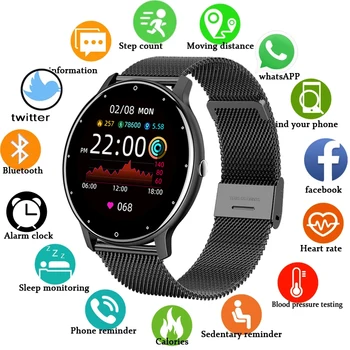 LIGE Новите Смарт часовници за Мъже С Пълен сензорен Екран Спортни Фитнес часовник е водоустойчив IP67 Смарт Дамски часовници с Bluetooth За Android и iOS + Кутия