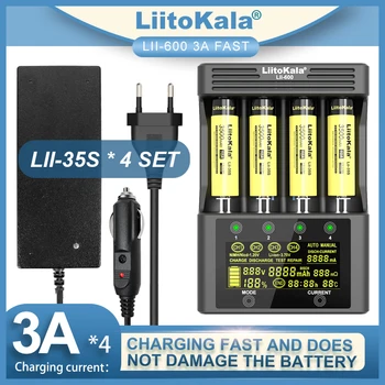 LiitoKala Lii-600 LCD Дисплей Батерия Зарядно Устройство За Литиево-йонна батерия от 3.7 На NiMH 1.2 В Подходящ 18650 26650 21700 18500 AA AAA Lii-51S HG2 NCR18650B