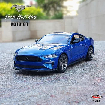 MSZ 1:34 Горещ Нов Стил на Ford Mustang GT 2018 Модел от здрава и лека сплав, Лят под налягане Метален автомобил, Панти Автомобил, Детска Играчка за Подарък