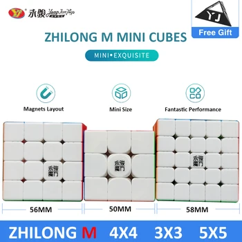 YJ Zhilong Мини 3x3 м 4x4 5x5 м М Високоскоростни Магнитни Кубчета Малък Размер YongJun Zhilong Magico Куб Магнитен куб Пъзел Играчките