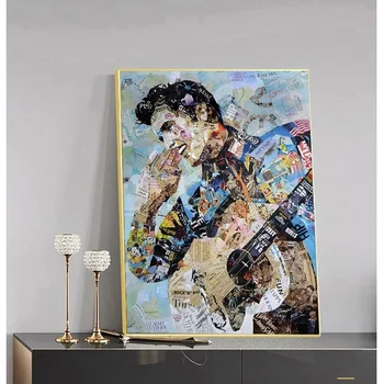 Абстрактен Портрет на Елвис Пресли Платно Живопис плакати Списание Стенни Художествени Картини И Плакати За Дома Интериор Дневна
