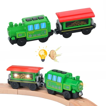 Влак с Батерии, Набор от Играчки, Флаш Влакове, Съвместими за Дървена Железопътна линия, Многофункционална Играчка за Влака
