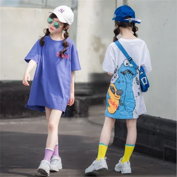 Детски рокли-ризи за момичета от 3 до 18 години, рокля с анимационни принтом