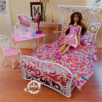 За Кукли Барби Мебелни Аксесоари Играчка Принцеса Легло Тоалетка, Стол Възглавница Кухня, Спалня Празничен Подарък на Момиче направи си САМ