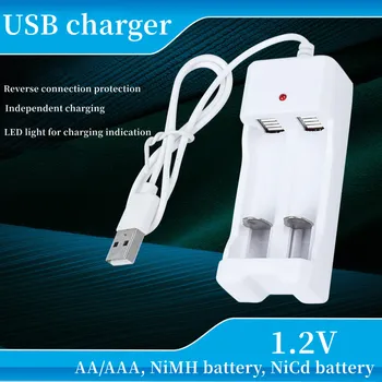 Зарядно устройство за 2 слота С USB-кабел За Батерии AA/AAA Зарядно USB За микрофон с дистанционно управление на камерата