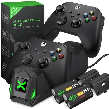 Зарядно устройство с две Контролери за Xbox Series X|S/Xbox One/X/S Контролер зарядно устройство с 2x2550 mah Акумулаторни Батерии