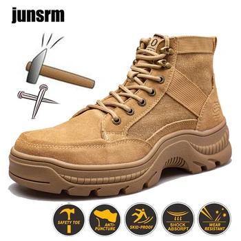 Защитни обувки за мъже със защита от пробиви, стоманени пръсти, улични армейските обувки за пустинята, туристически обувки, военни обувки, неразрушимые работни обувки
