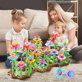 Играчки за строителството на цветята на градината - Събери букет Цветя договореност Игри набор от Играчки за строителството на цветята на градината