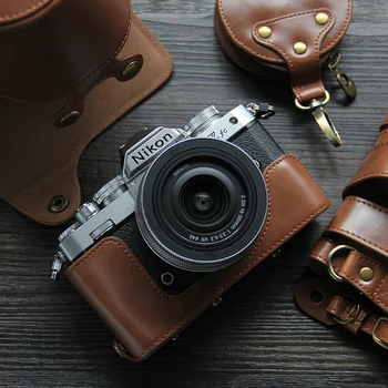 Калъф за фотоапарат от естествена кожа, базова капак, калъф Nikon Z фк ZFC Z-FC с обектив DX 16-50 мм f3.5-6.3 VR /28 мм f2.8 SE