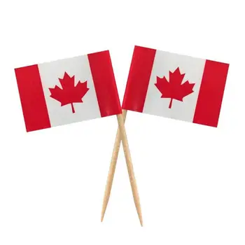 Канадски Topper За Торта Флаг На Канада Клечка За Зъби Знамена Малка Мини Пръчка Топперы За Кифли Вечерни Украса На Торта За Знамена