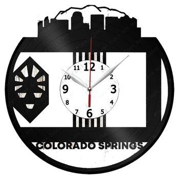Колорадо Спрингс Vinyl Плоча Стенни Часовници Домашен Арт Декор Уникален Дизайн С Ръчно Изработени Оригинален Подарък Винил Часовници Черни Изключителни Часовници F