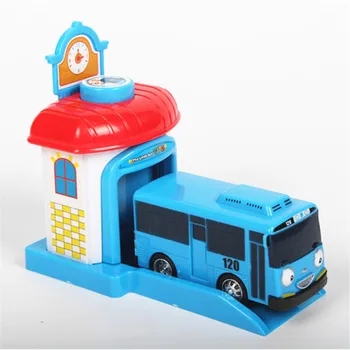 Корейски Карикатура Малък Автобус едно Парче Araba Oyuncak Гаражно Кола Играчки Модел Мини Пластмасова Автобус Tayo Baby за Деца Brinquedo