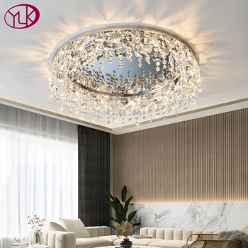 Луксозна модерна таванна полилей за всекидневната, през цялата начало декор, сребърен кристална лампа, интериор за спални, трапезария, кристален лампа
