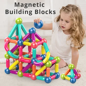 Магнитна Пръчка Строителни Блокове С Голям Размер Дизайнерски Магнити Дизайнер Тухли Прът Монтесори Забавни Играчки За Деца Подаръци