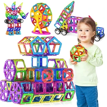 Монтесори Juguetes Играчки Магнитен Конструктор Триъгълници Квадратни Тухли Строителни Блокове Дизайнерски Комплект Магнитни Играчки За Деца, Подарък