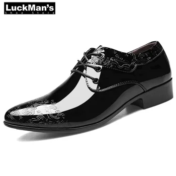 Мъжки модельная обувки Clould, мъжки обувки за сватба-Oxfords От лачена кожа, Офис костюм дантела, мъжки ежедневни обувки, Луксозни италиански обувки Голям Размер