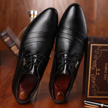 Мъжки обувки-Oxfords, луксозни Маркови Официални обувки, Мъжки италиански Модни Мъжки Офис Обувки, Кожени мъжки Кожени Обувки за Сватба