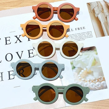 Нови слънчеви очила в кръгла рамка за Деца, Момичета и Момчета, Детски Слънчеви Очила с UV400 Защита от Слънцето, Корейски Прекрасни Слънчеви Очила