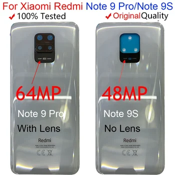 Оригиналът е За Xiaomi Redmi Note 9s Капак на Отделението за батерията Задната Стъклен Панел на Задния Капак на Корпуса калъф За Xiaomi Redmi Note 9 Pro Капак на Отделението за батерията