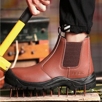 по-големи размери, мъжки ежедневни работни защитни ботуши със стоманени пръсти, работни обувки 