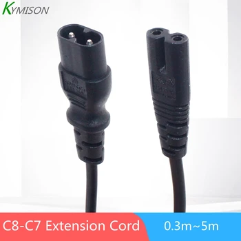 Пълнители IEC320 C7-C8, кабел за Свързване IEC C8-C7, 2-пинов захранващ кабел IEC, 0,3 ~ 5 м, H03VVH2-F 2x0,75 мм