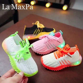 Размери 21-30, Светещ обувки за деца, детска дишаща и износостойкая спортна светещ обувки tênis infantil menino