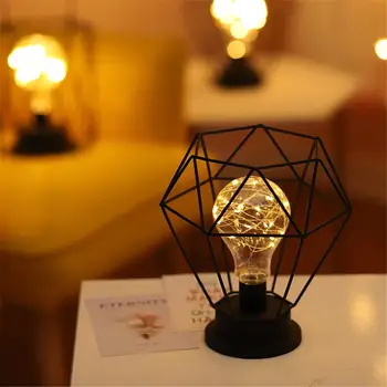 Ретро Железни Художествени Настолни Лампи За Спалня Хол LED малка странична Лампа Нощна Лампа Лампа нощна светлина Коледна Украса Светлина