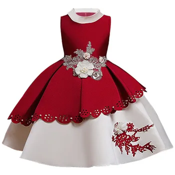 Рокля с цветя модел за момичета, зима 2019, рокля на принцеса за момиченца, Елегантни рокли с пискюли, детски рокли за момичета, костюм принцеса