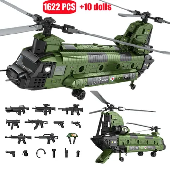 САЩ CH-47 Модел на Хеликоптер, за Изграждане на елементи на MOC Голям Транспортен Самолет Военно Оръжие Самолет Тухли Играчки За Деца Подаръци