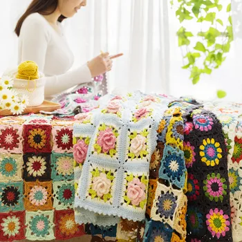 Семейството на Сюзън Плетене на една кука Афганистанското одеяло Комплект Материали за Осъществяване на DIY ]Плетене на една кука Пухени Възглавници Филц Эркерное Одеало на Баба квадрат