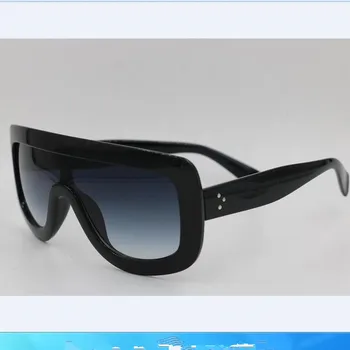 Слънчеви очила за възрастни Слънчеви очила с голямо лице и голям рамки Ярки черни слънчеви очила със сиви лещи uv4000