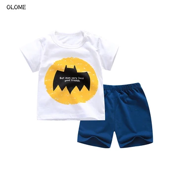 Стръмни модни летни Комплекти детски дрехи от 2 теми, сладки бебешки тениски с образа на Човека-прилеп и панталони, Красиви костюми за малки момчета, Дрехи